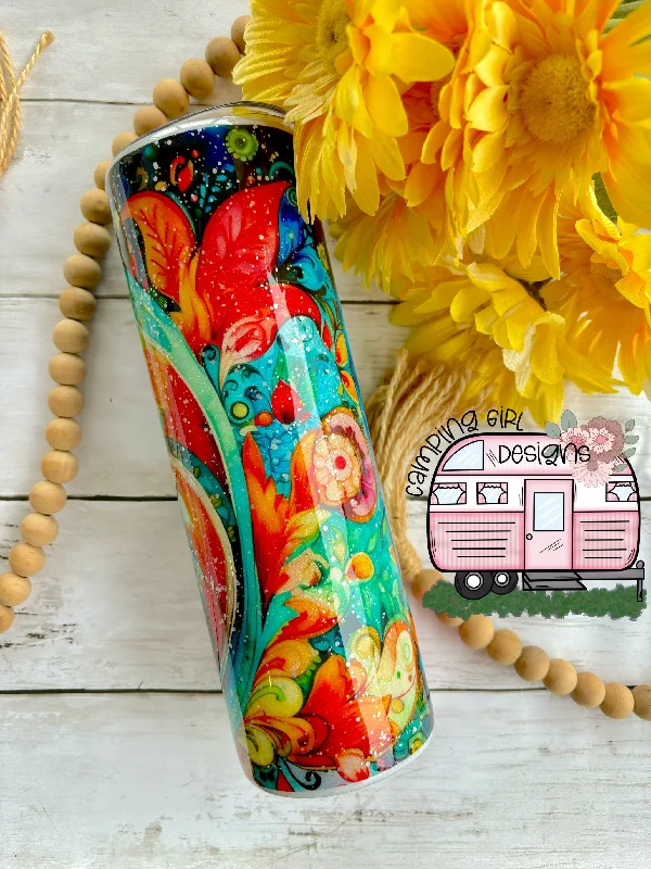 New Year Drinkware Offer Bright floral swirl 30oz tumbler