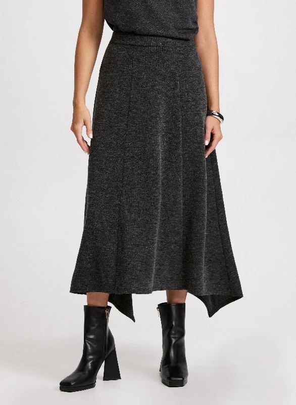 Wardrobe Refresh Asymmetric Hem Midi Skirt