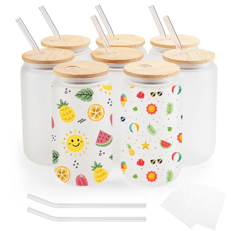 Promotional Tumblers Sublimation Blank Glass Tumbler (16oz)