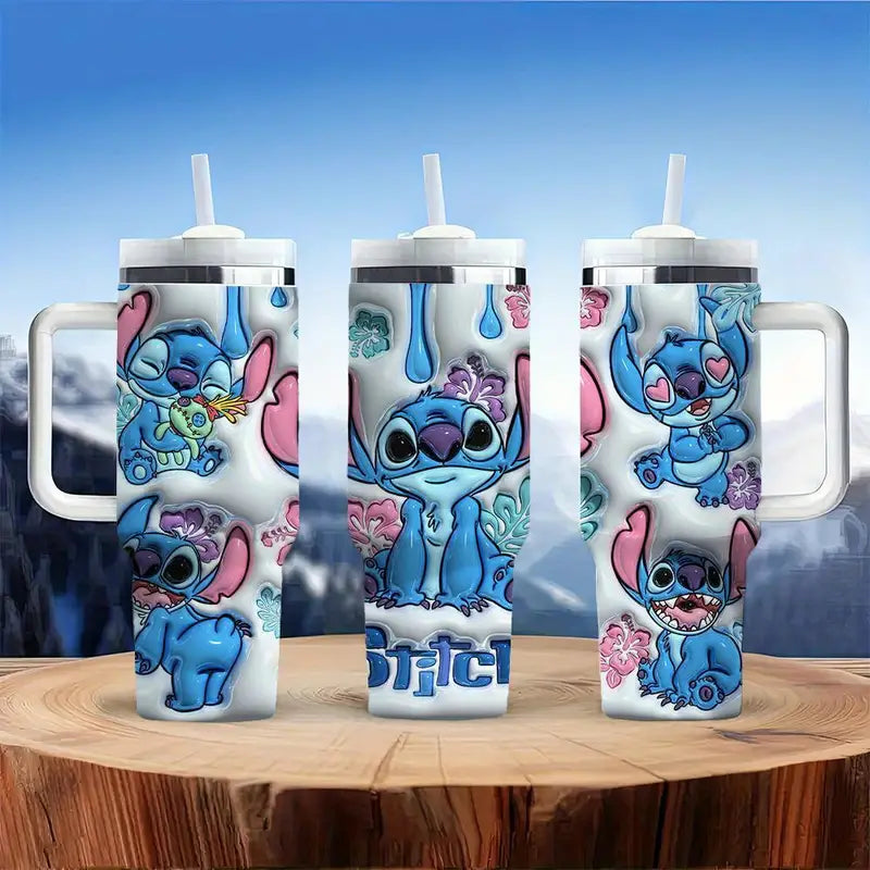 Artistic Drinkware Stitch Themed 40oz Tumbler With Handle