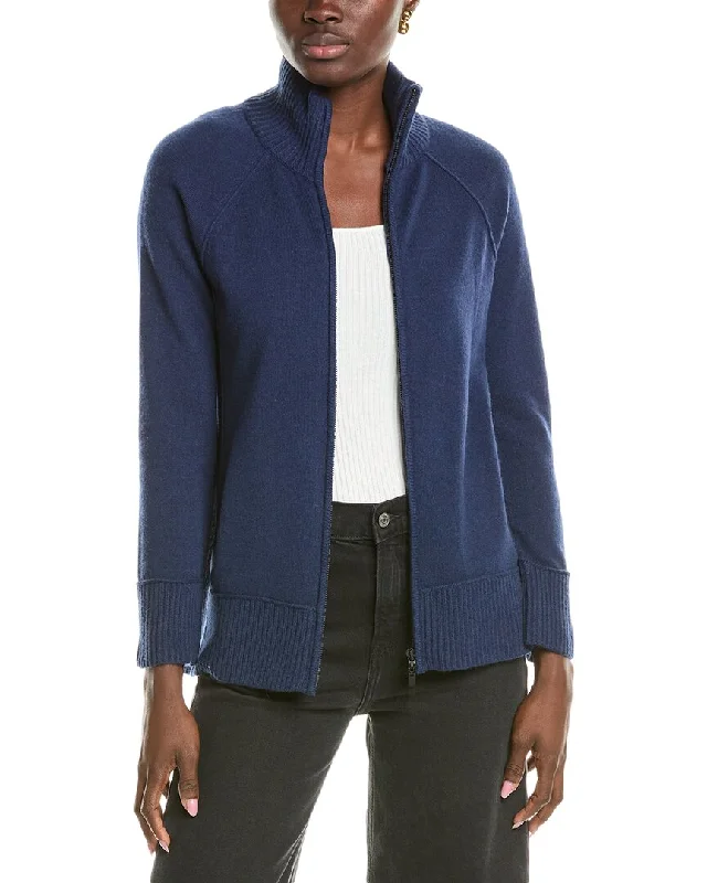 Vintage Look Forte Cashmere Zip Mock Cashmere Cardigan