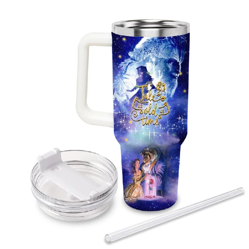 Drinking Glasses Sale Beauty And The Beast Castle Printed Glitter Tumbler