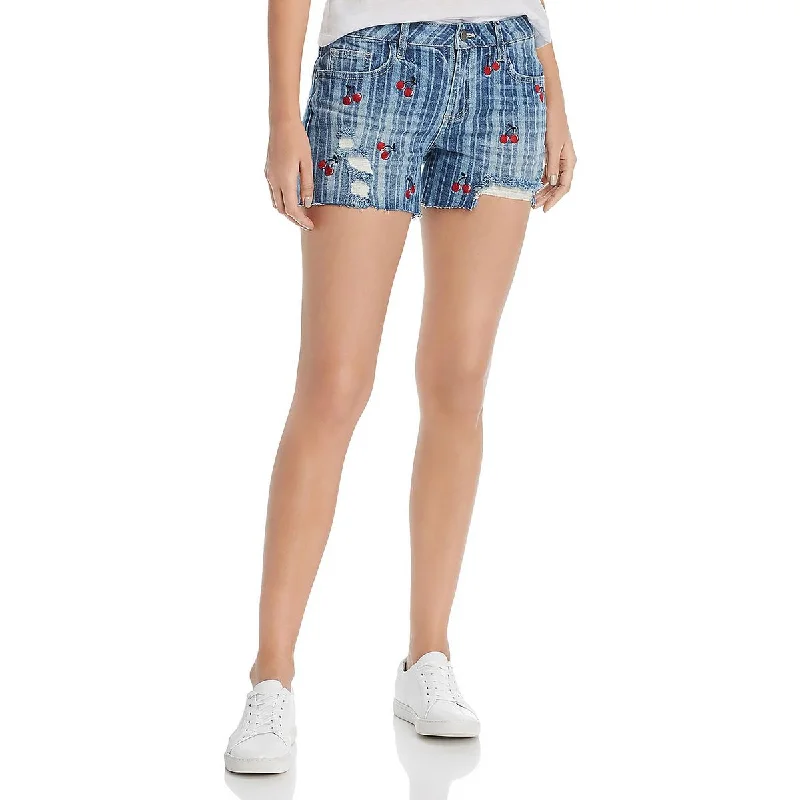 Chic Style Womens Denim Embroidered Denim Shorts