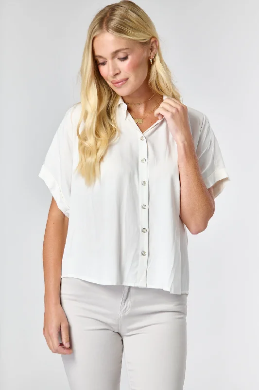 Modern Women's Fashion Saloos Extended Shoulder Short Shirt