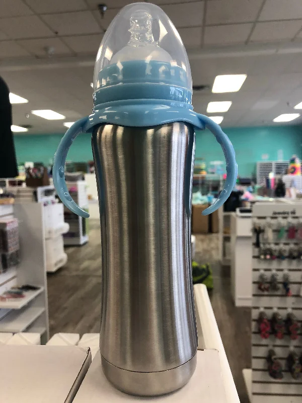 Crystal Drinkware Baby Bottle- Blue Handle