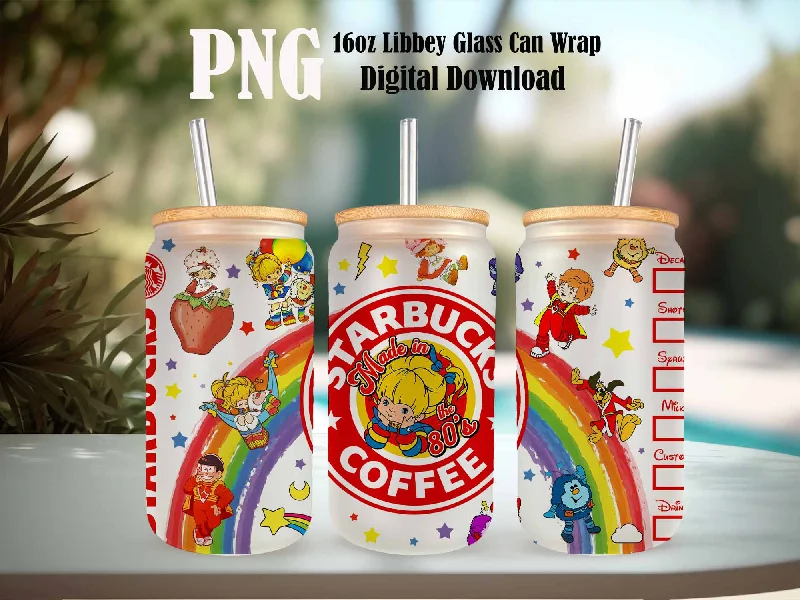 Unique Drinkware Gifts Cartoon 80s Glass Can, 80s cartoons png, rainbow girl Libbey Glass Can 16oz, rainbow brite Glass Can Png, Retro 80s cartoons Tumbler Wrap Unique Drinkware Gifts Cartoon 80s Glass Can, 80s cartoons png, rainbow girl Libbey Glass Can 16oz, rainbow brite Glass Can Png, Retro 80s cartoons Tumbler Wrap