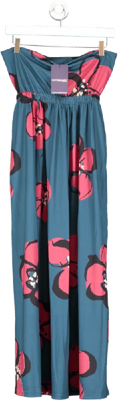 Stylish Looks Hotsquash Blue Painterley Floral Teal Maxi Skirt UK 8