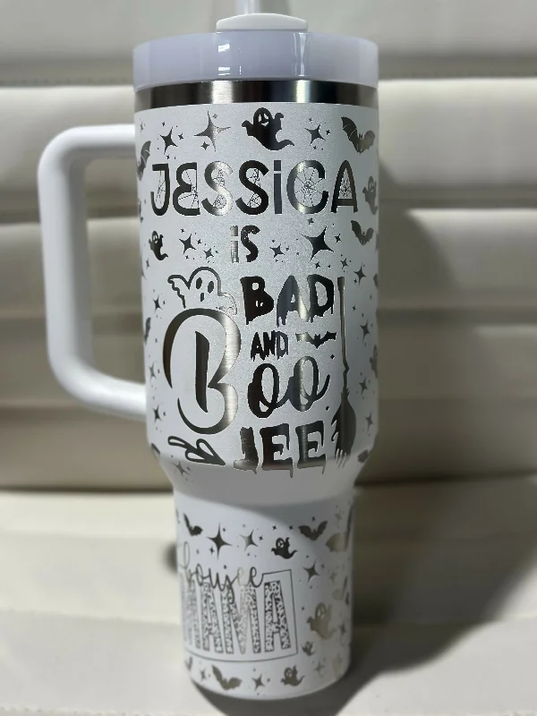 Tumbler Offers Bad & BooJee Halloween Tumbler | 40 oz Stanley | Laser Engraved