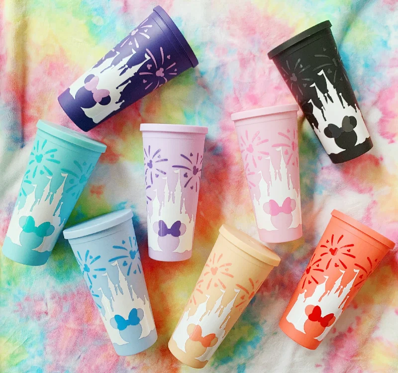 Top Deals White Mono Chromatic Castle Inspired 22 oz. Matte Reusable Tumbler