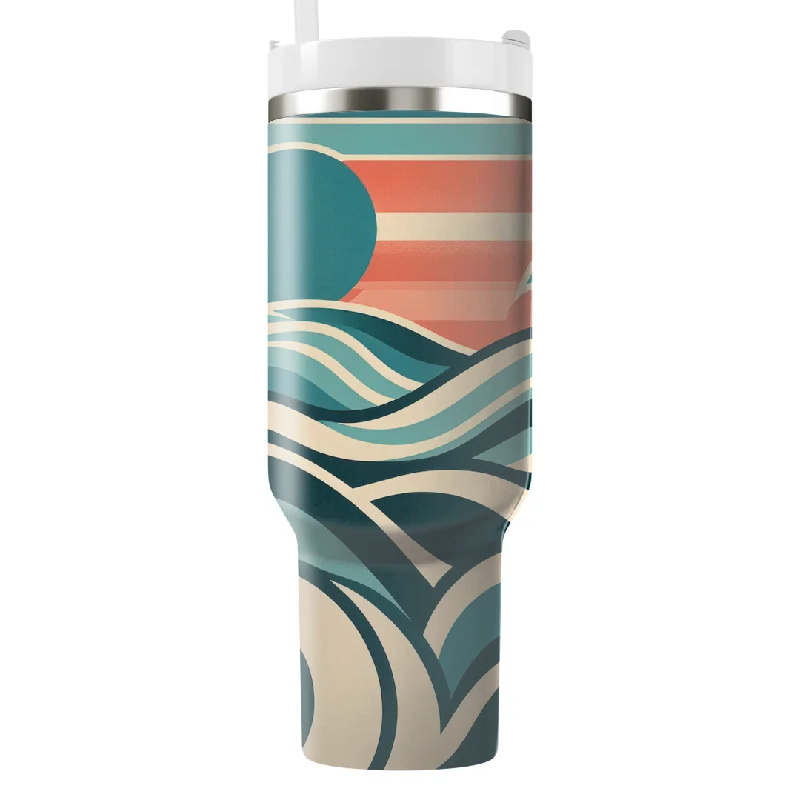 Drinkware Collection Sale Retro Wave Patterns Tumbler With Handle