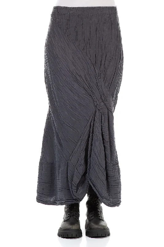 Final Clearance Ruched Crinkled Violet Silk Skirt