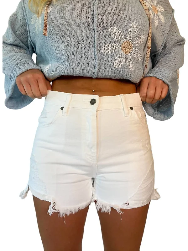 End Of Month Blowout Layla Denim Shorts In White