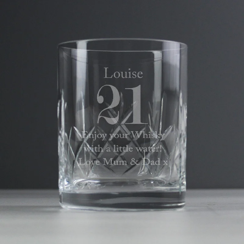 Holiday Drinkware Discount Personalised Big Age Cut Crystal Whisky Tumbler