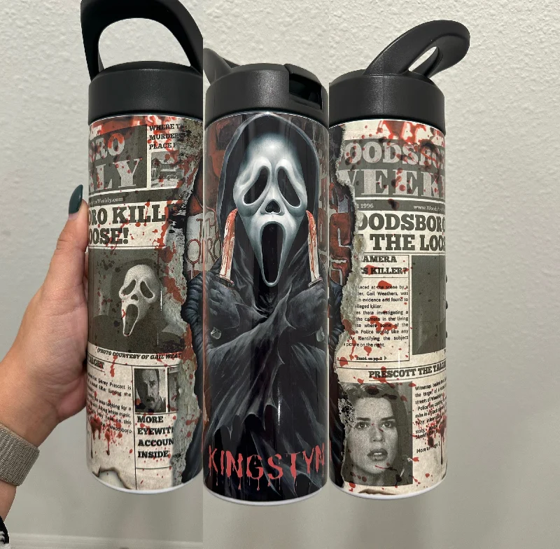 Limited Stock Ghostface Scream Newspaper 20oz Halloween Tumbler