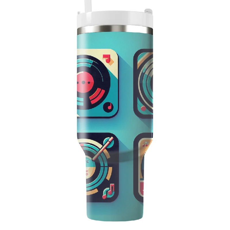 Luxury Drinkware Promotion Retro Vinyl Record Coasters Tumbler With Handle