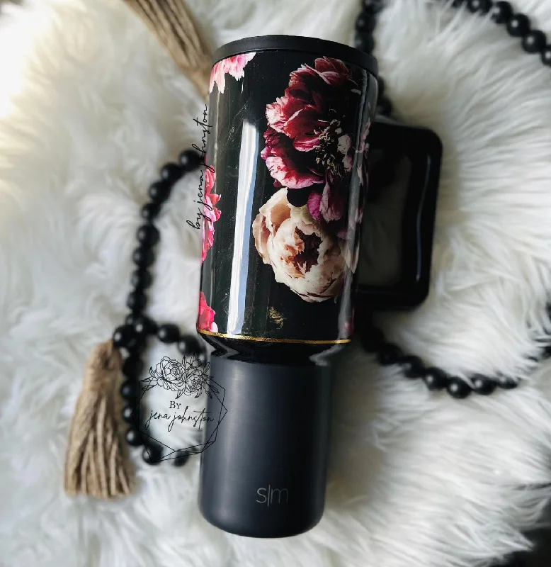 Elegant Style Floral Epoxy Tumbler
