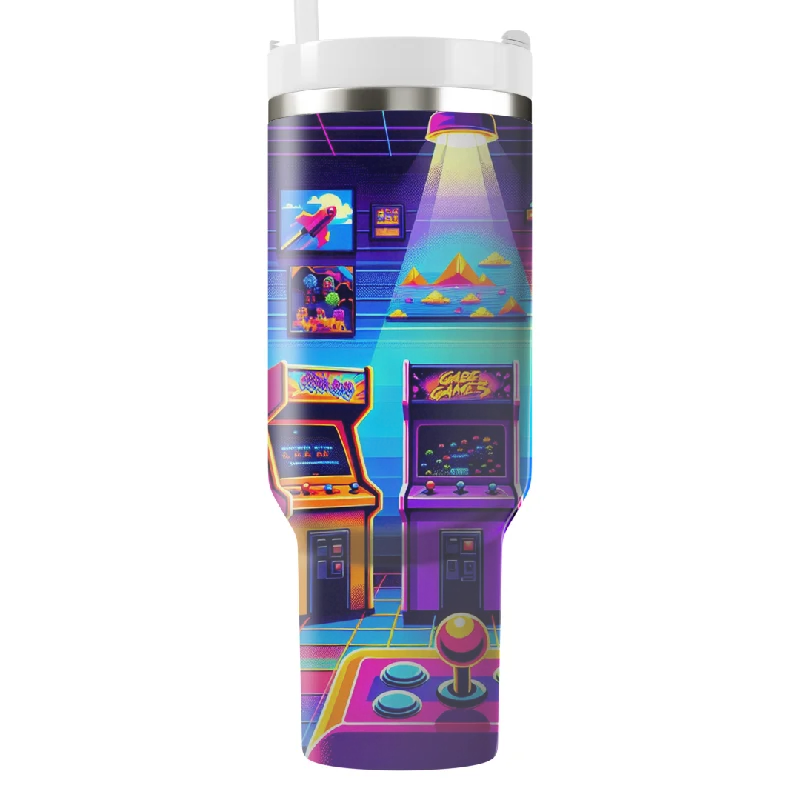 Thoughtful Drinkware Gifts Retro Video Game Arcade Tumbler With Handle