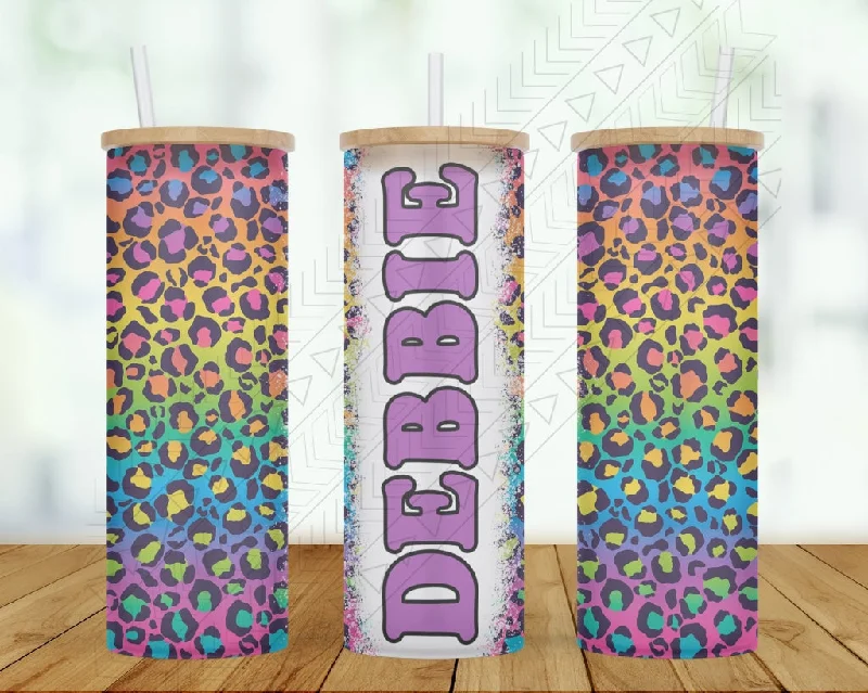 Buy More Drinkware Personalized Rainbow Leopard Tumbler