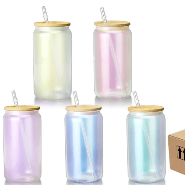 Set Of Tumblers Case of 16oz Rainbow Glitter Sublimation Matte Beer Glass Can Tumbler Set Of Tumblers Case of 16oz Rainbow Glitter Sublimation Matte Beer Glass Can Tumbler