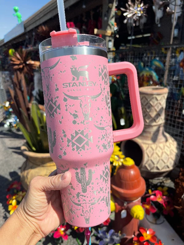 Modern Glass Drinkware WESTERN 40oz Stanley TUMBLER   Pink