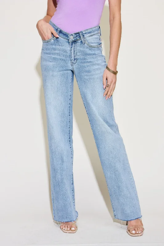 Score Big On Glamorous Red - Carpet Styles Judy Blue Full Size V Front Waistband Straight Jeans