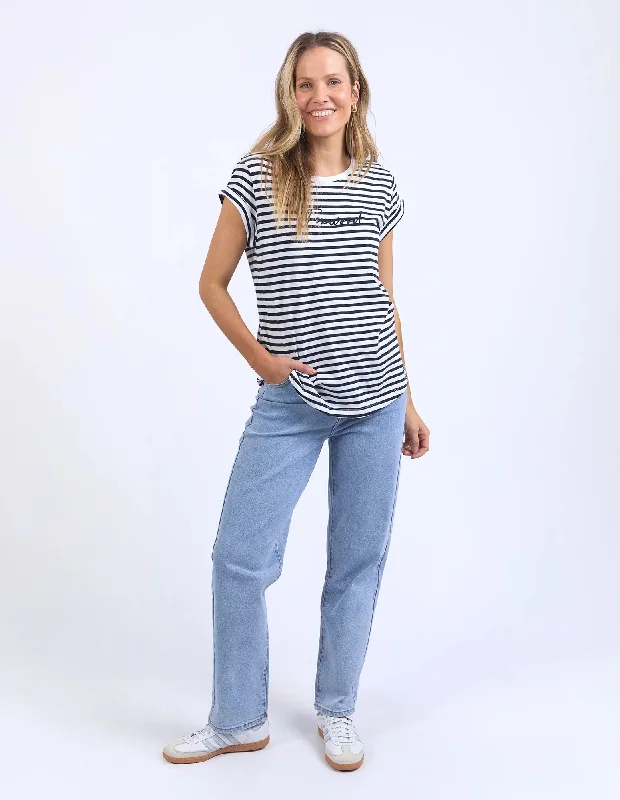 Comfort Meets Fashion Foxwood Signature Tee | Navy and White Striped T-Shirt