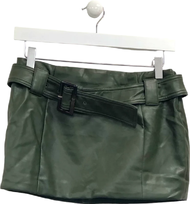 Seasonal Fashion Mistress Rocks Dark Green Mini Skirt with Belt UK S