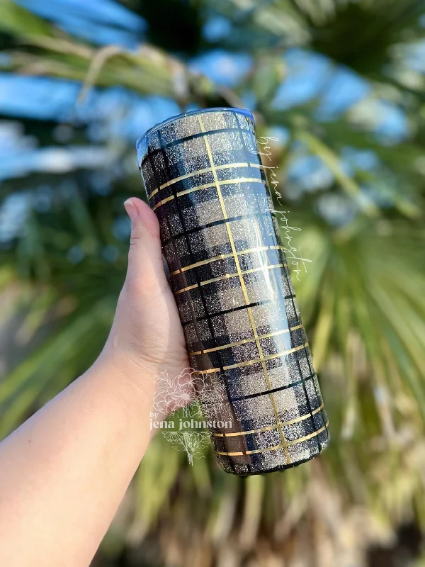 Forward Trendsetter RTS 20oz Black & Champagne Gold Plaid Epoxy Tumbler