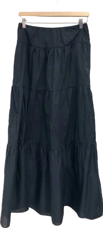 Polished Finish J. McLaughlin Black Tiered Maxi Skirt UK S