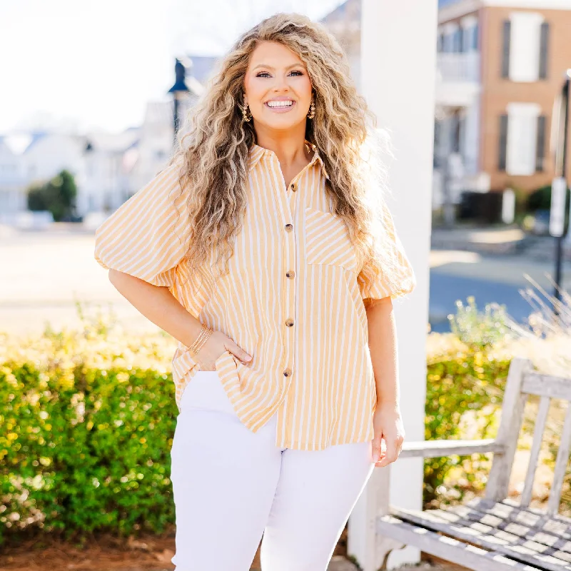 Sophisticated Cut Insatiable Feeling Top, Yellow