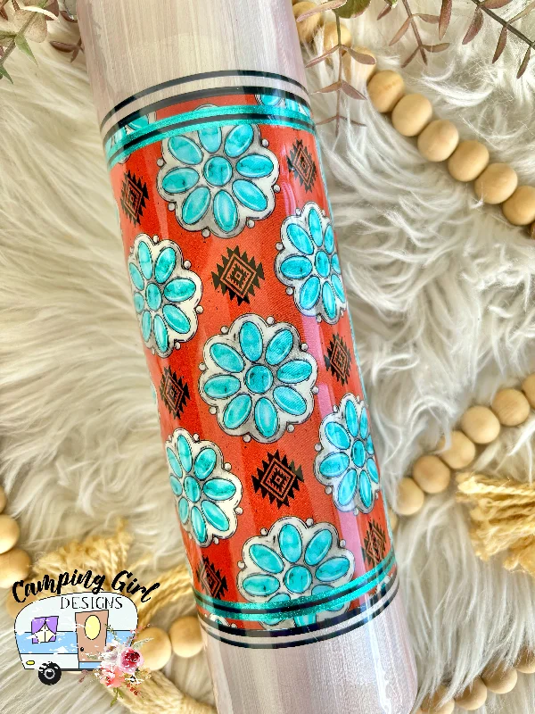 Drinkware Sets READY TO SHIP Southwest inspired, turquoise 32oz tumbler