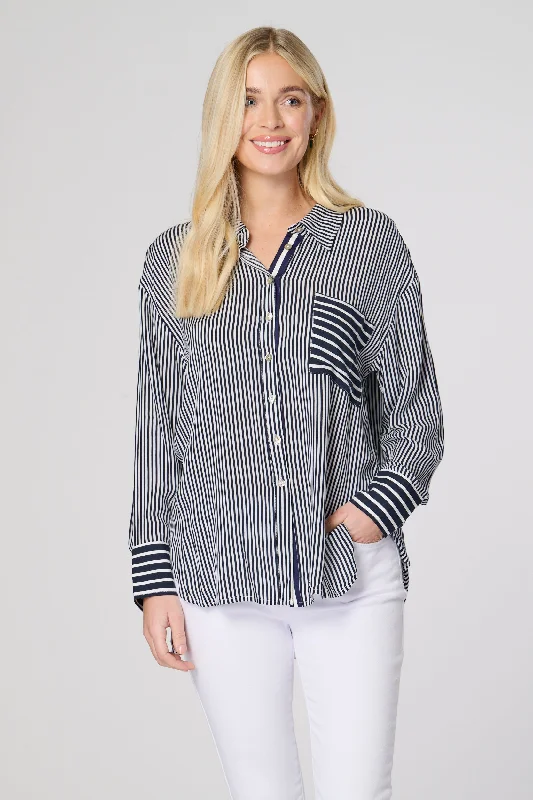 Everyday Wear Saloos Wide Cuffs Stripy Shirt