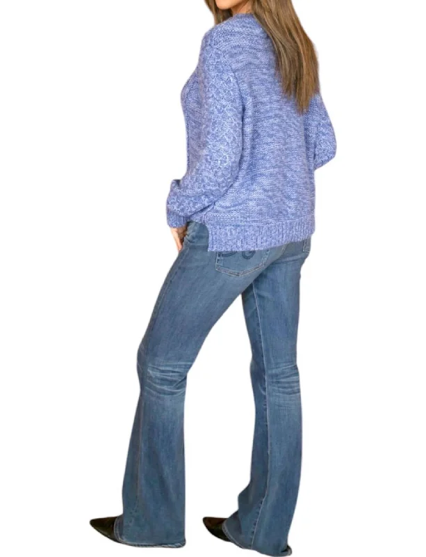 Ride The Style Wave Mitch Cable Crew Sweater In Blue Fire