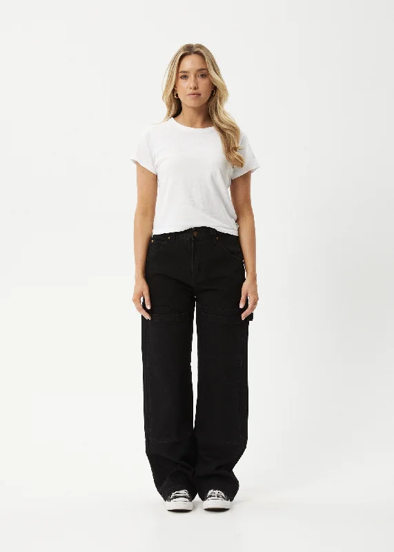 Save Big AFENDS Womens Moss - Denim Carpenter Jeans - Washed Black
