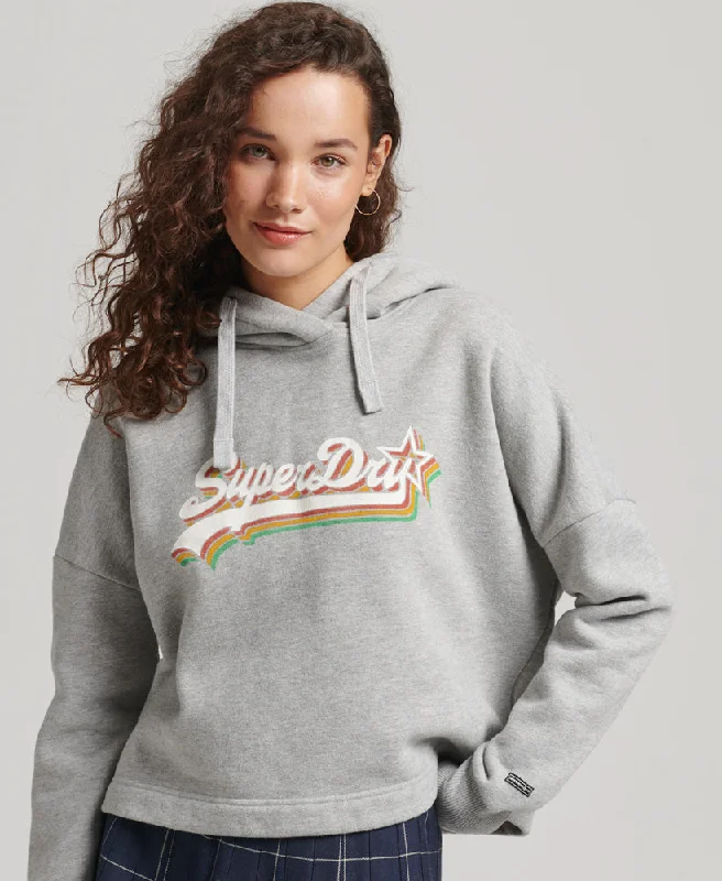 End Of Season Clearance Rainbow Graphic Logo Hoodie | Grey Marle