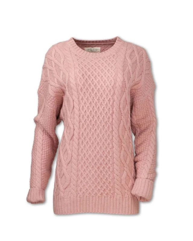 Runway Inspired Wear Women's Cable Knit Sweater In Pink