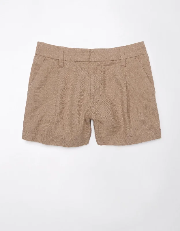 Minimalist Office - Ready Style AE Dreamy Drape Linen-Blend High-Waisted Trouser Short