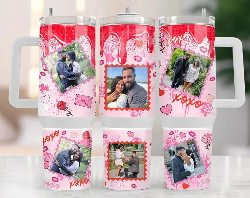 Latest Trends Personalized Couple Photo Collage Valentine's Day 40 oz Drip Tumbler with Handle Latest Trends Personalized Couple Photo Collage Valentine's Day 40 oz Drip Tumbler with Handle