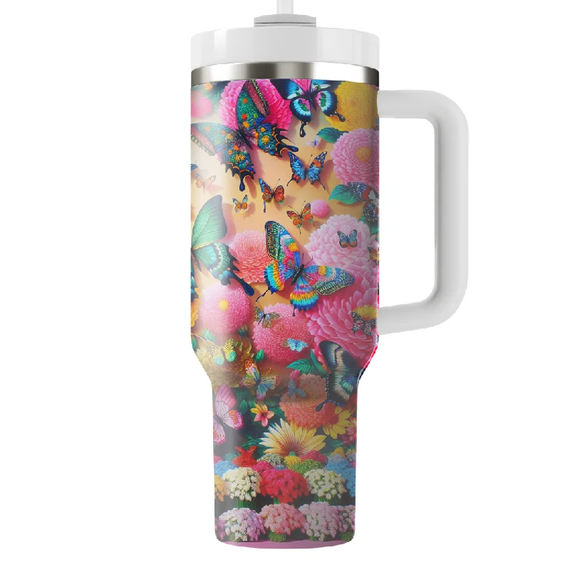 Fashionista Favorites Vibrant Butterfly Garden Tumbler with Handle
