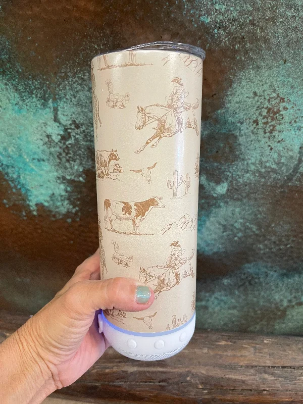 Unleash Your Style BLUETOOTH Western 30oz stainless tumbler MUSIC && LIGHTS