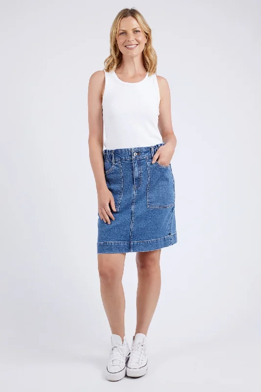 Limited - Edition Drops Elm Atlas Denim Skirt Dark Blue Wash