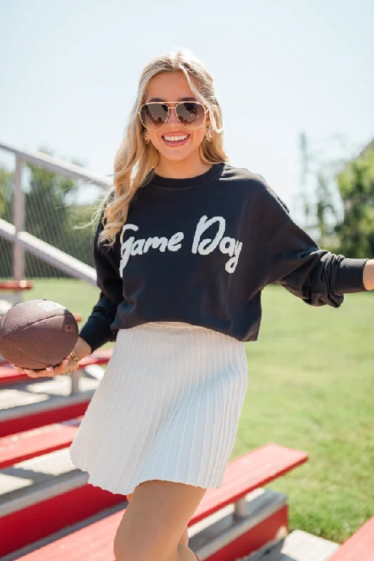 Stay Ahead In Style Can You Believe It's Gameday Charcoal Pullover