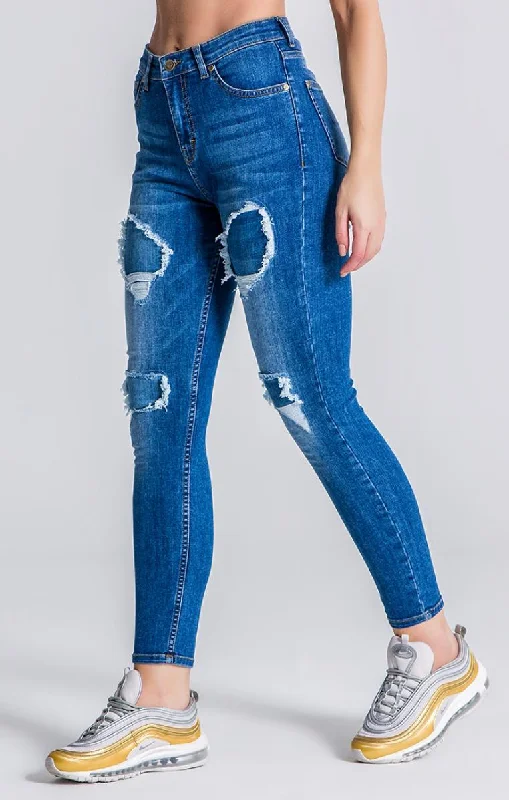 Formal Outfit Medium Blue RR Ripped And Repair Jeans