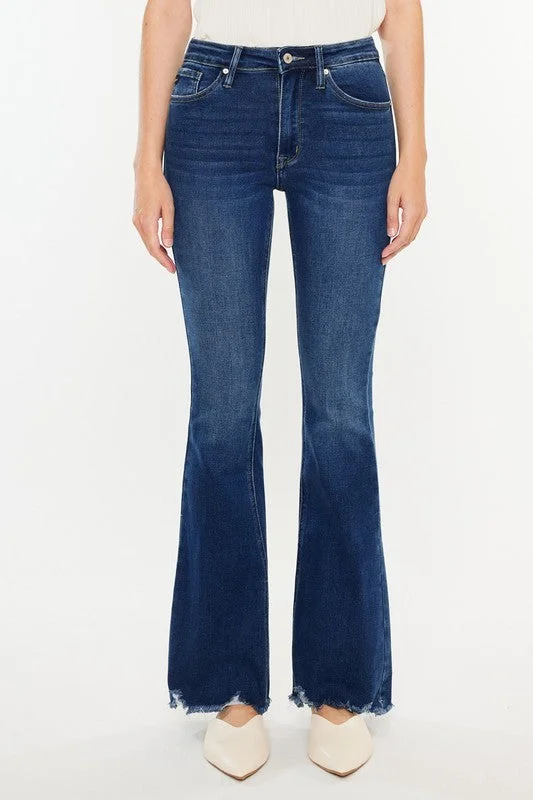 Fast Fashion Favorites Kan Can High Rise Distressed Hem Bootcut Jeans