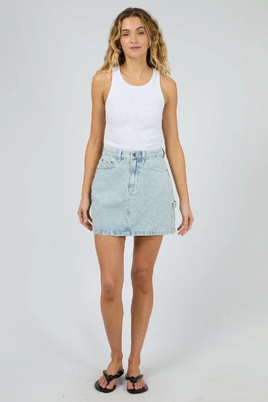 Quality Driven Apparel Silent Theory Cargo Denim Skirt Light Blue