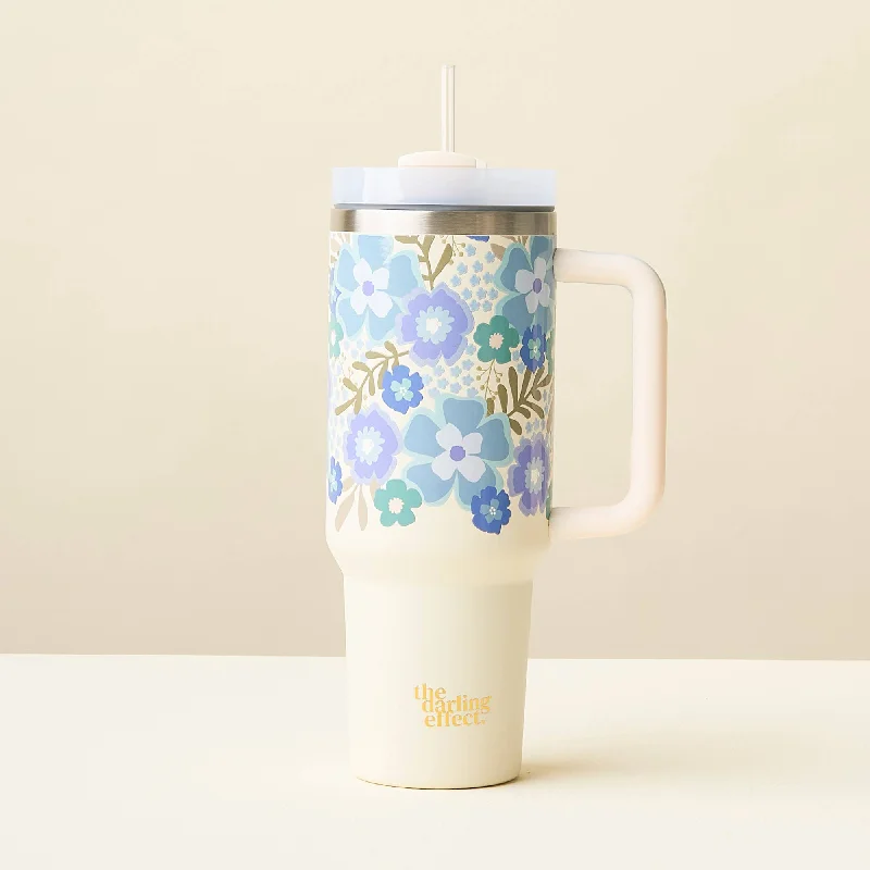 Discount Drinkware 40 oz Take Me Everywhere Tumbler-Beyond Blooms Blue Green