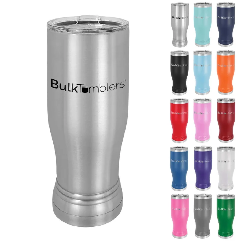 Insulated Tumbler Sale 14 oz Promo Personalized Beer Pilsner Glass Tumbler w Logo Laser Engraved on Insulated Stainless Steel + Lid Insulated Tumbler Sale 14 oz Promo Personalized Beer Pilsner Glass Tumbler w Logo Laser Engraved on Insulated Stainless Steel + Lid