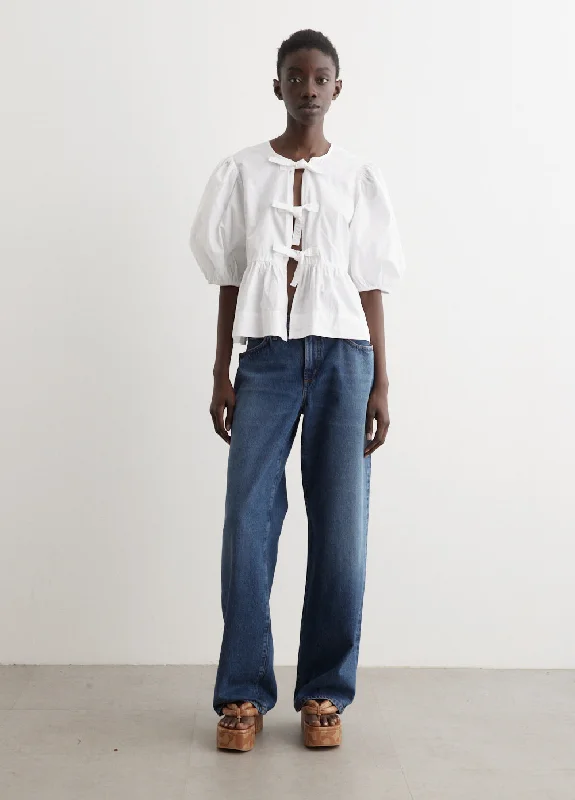 Fashion Essentials Cotton Poplin Peplum Blouse