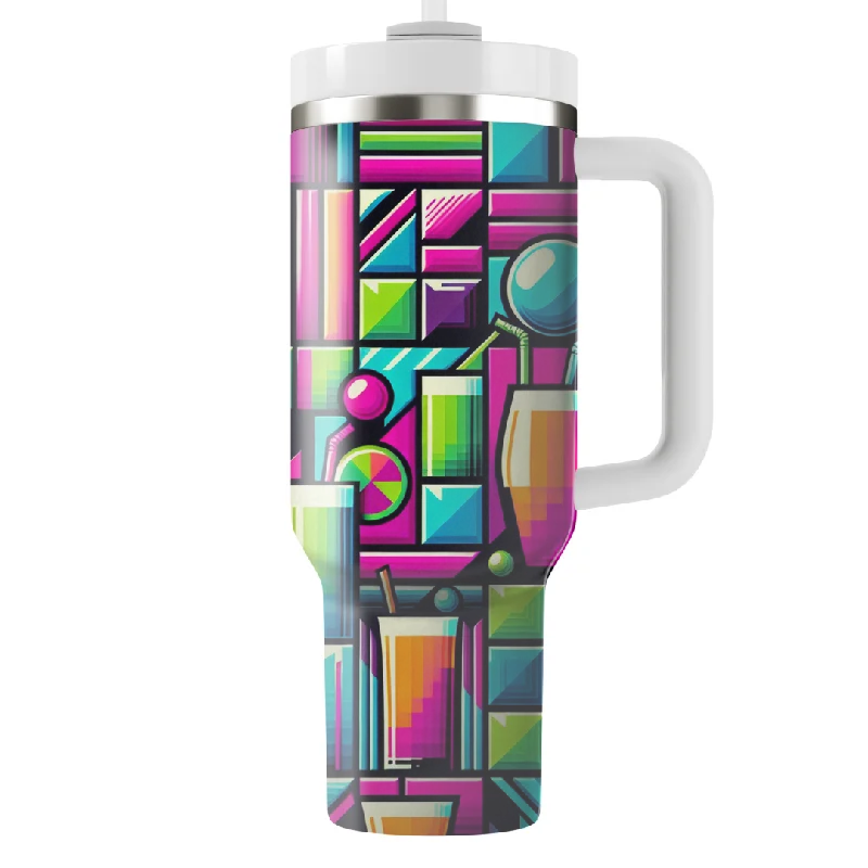 Trendy Street Style Retro Color Blocks Tumbler With Handle