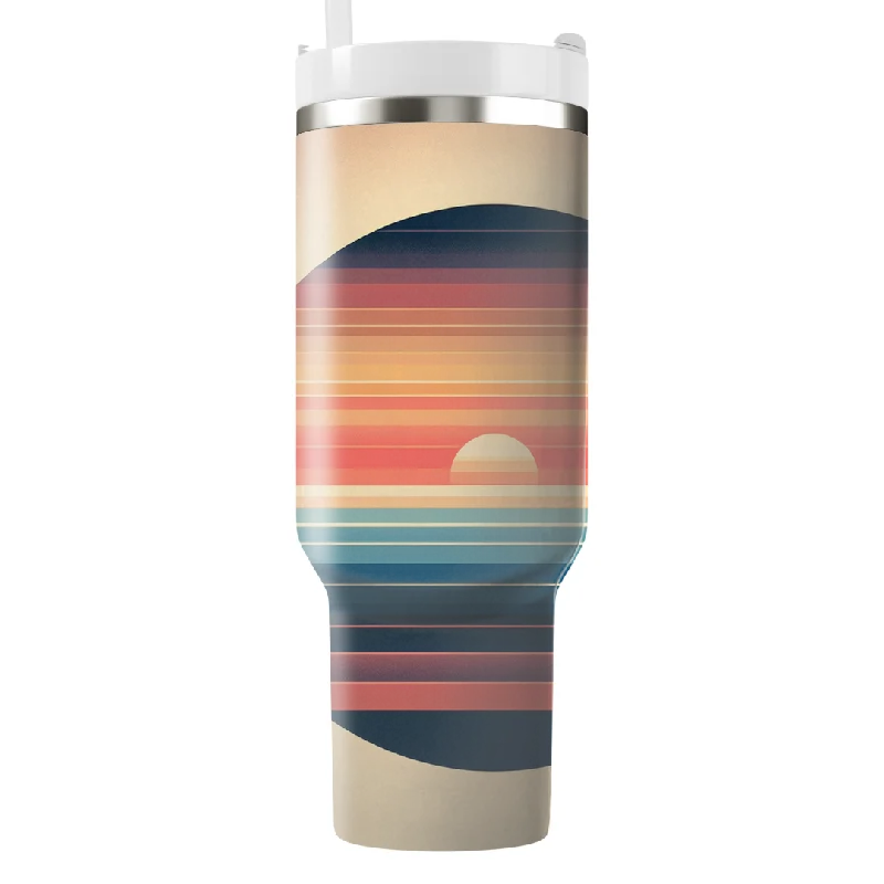 Stylish Drinkware Collection Retro Sunset Vibes Tumbler With Handle